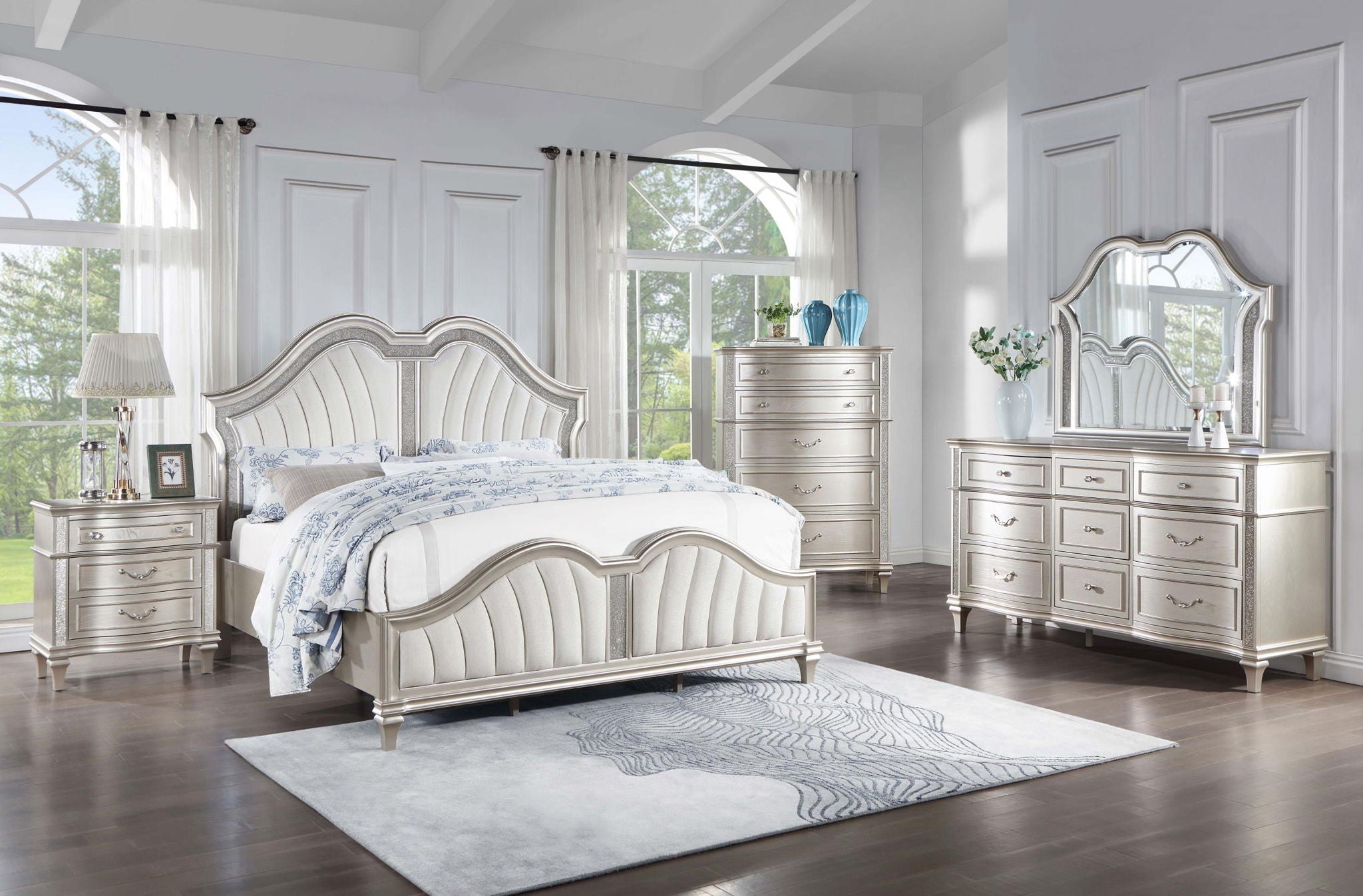 Evangeline 6-drawer Bedroom Chest Silver Oak