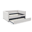 Inspired Upholstered Daybed With Trundle, Button Tufted