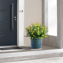 Grid Flowerpot (Set of 3), Planter For Patio, Garden, Windowsill - Blue / Green