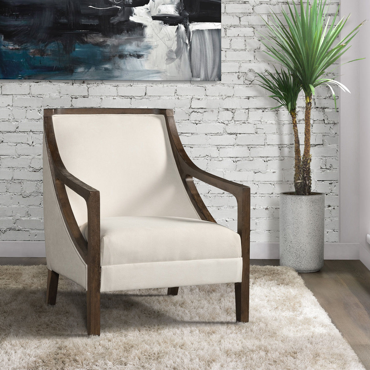 Hopkins Accent Chair With Brown Frame in Beige by Elements International, view 5