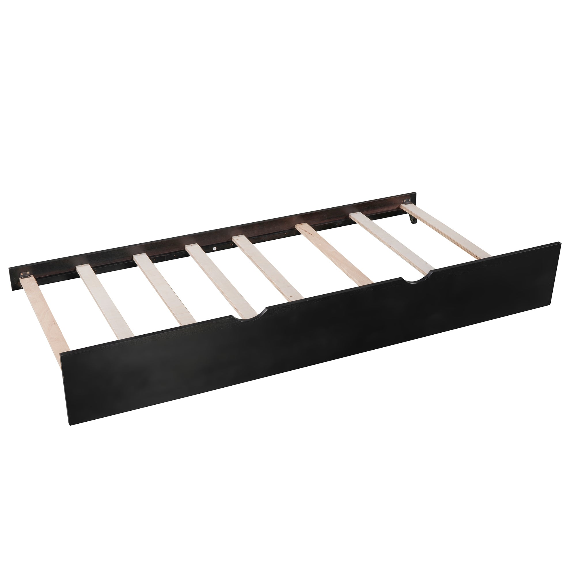 L-shaped Platform Bed with Trundle and Drawers Linked with built-in Desk,Twin,Espresso - Atlantic Fine Furniture Melbourne FL