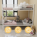 Metal Bunk Bed For Kids, Convertible Bedframe With Ladders & Guardrail