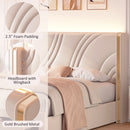 Modern Upholstered LED Bed Frame With Storage Drawers, Wingback Headboard, RGB Light