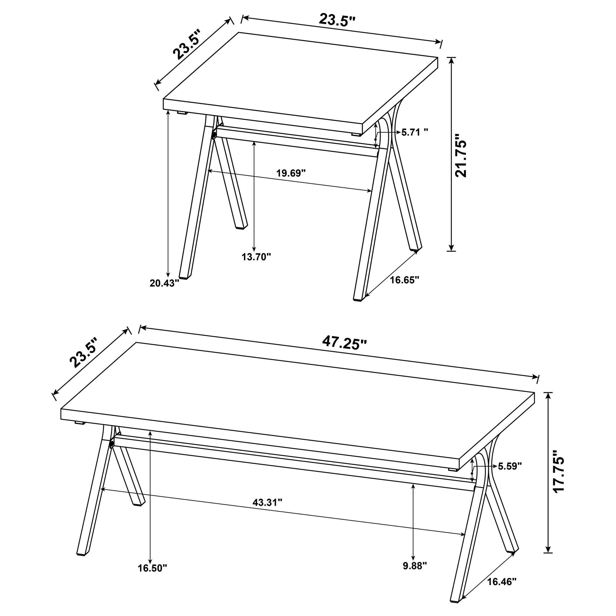 Colmar 3-piece Engineered Wood Coffee Table Set Golden Oak - Atlantic Fine Furniture Melbourne FL