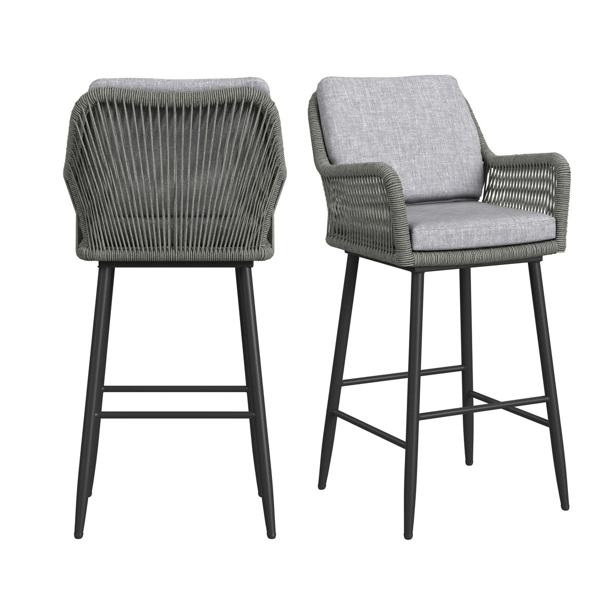 Bayhill Fabric Barstool (Set of 2) in Black / Gray by Elements International