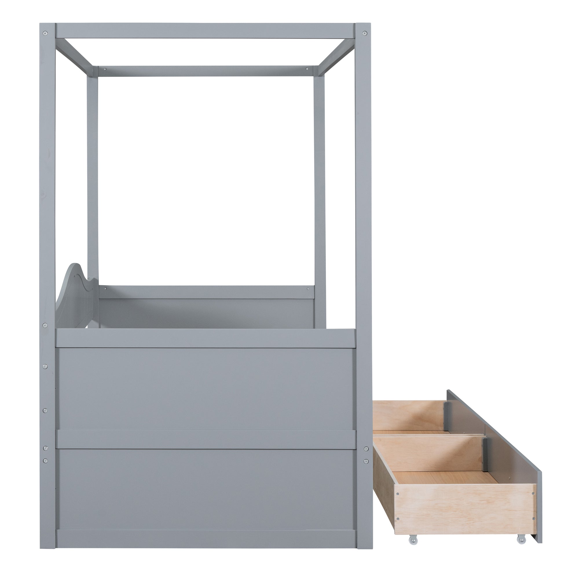 Twin Size Canopy Day Bed with 2 Drawers, Gray - Atlantic Fine Furniture Melbourne FL