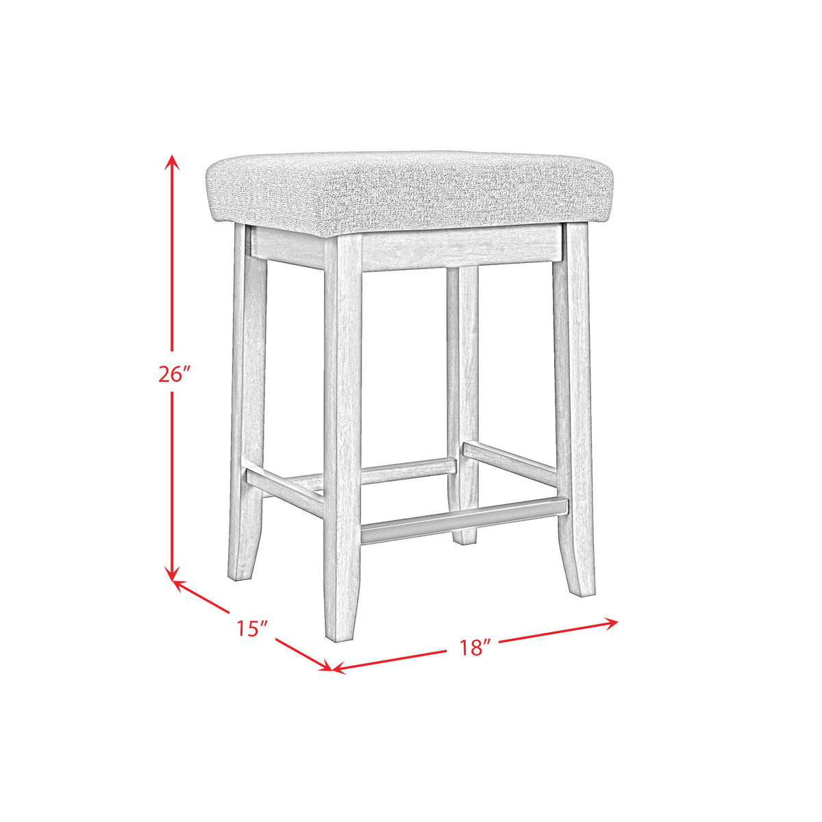 Santa Barbara Kitchen Island & 2 Counter Stools With Fabric in Walnut / Dark Gray by Elements International, view 5