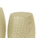 Modern Round Metal Hollow Side Table Set With Openwork Design - Gold