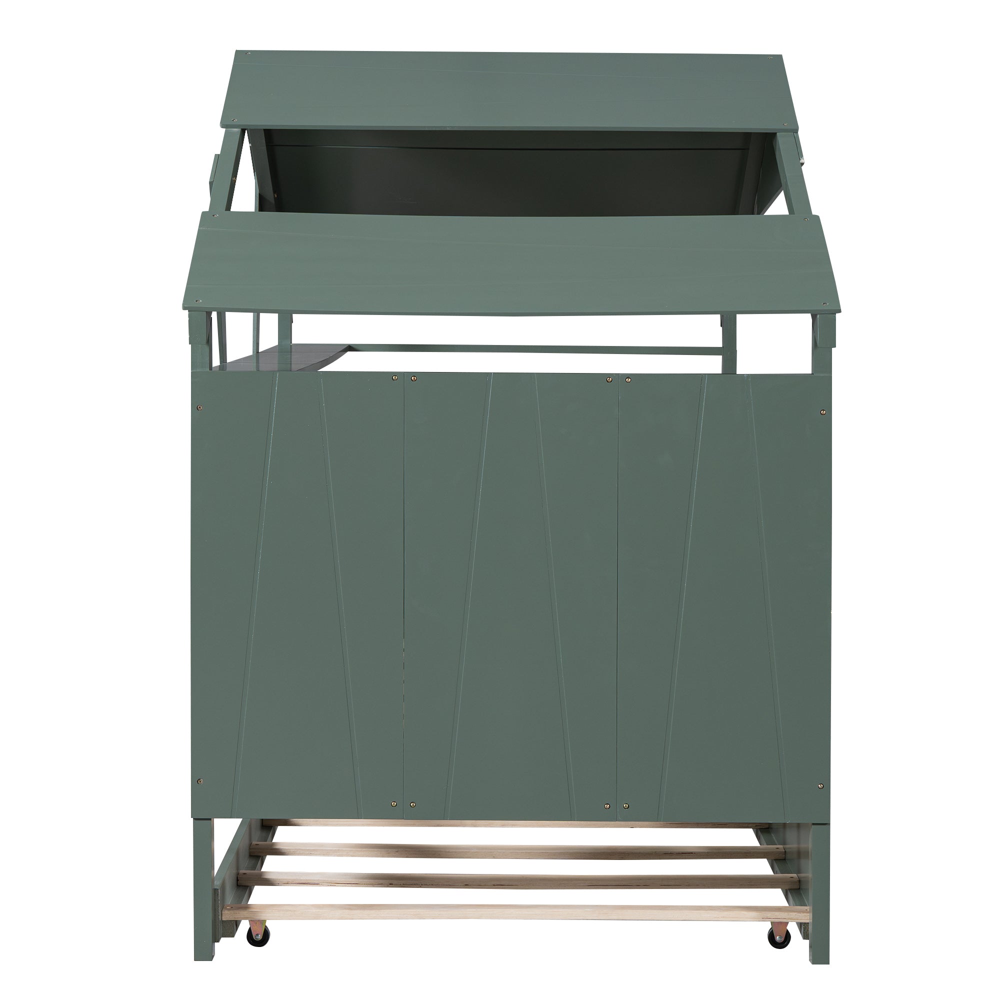 Wood Twin Size House Bed with Trundle and Storage, Green - Atlantic Fine Furniture Melbourne FL