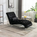Velvet Chaise Lounge Indoor, Button Tufted Upholstered Chaise Lounge Chair With Pillow