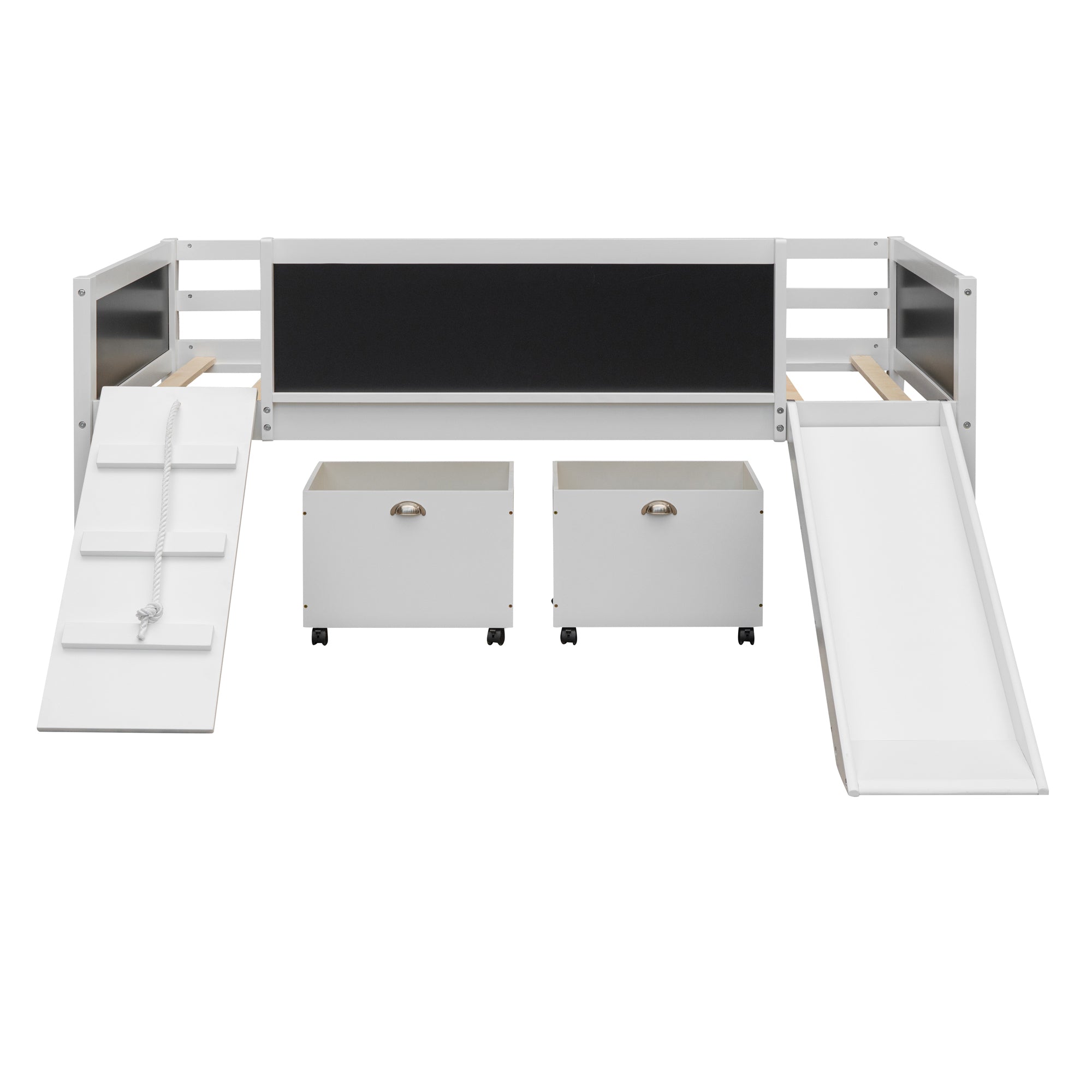 Twin size Loft Bed Wood Bed with Two Storage Boxes - White( old sku: LP000075AAK )