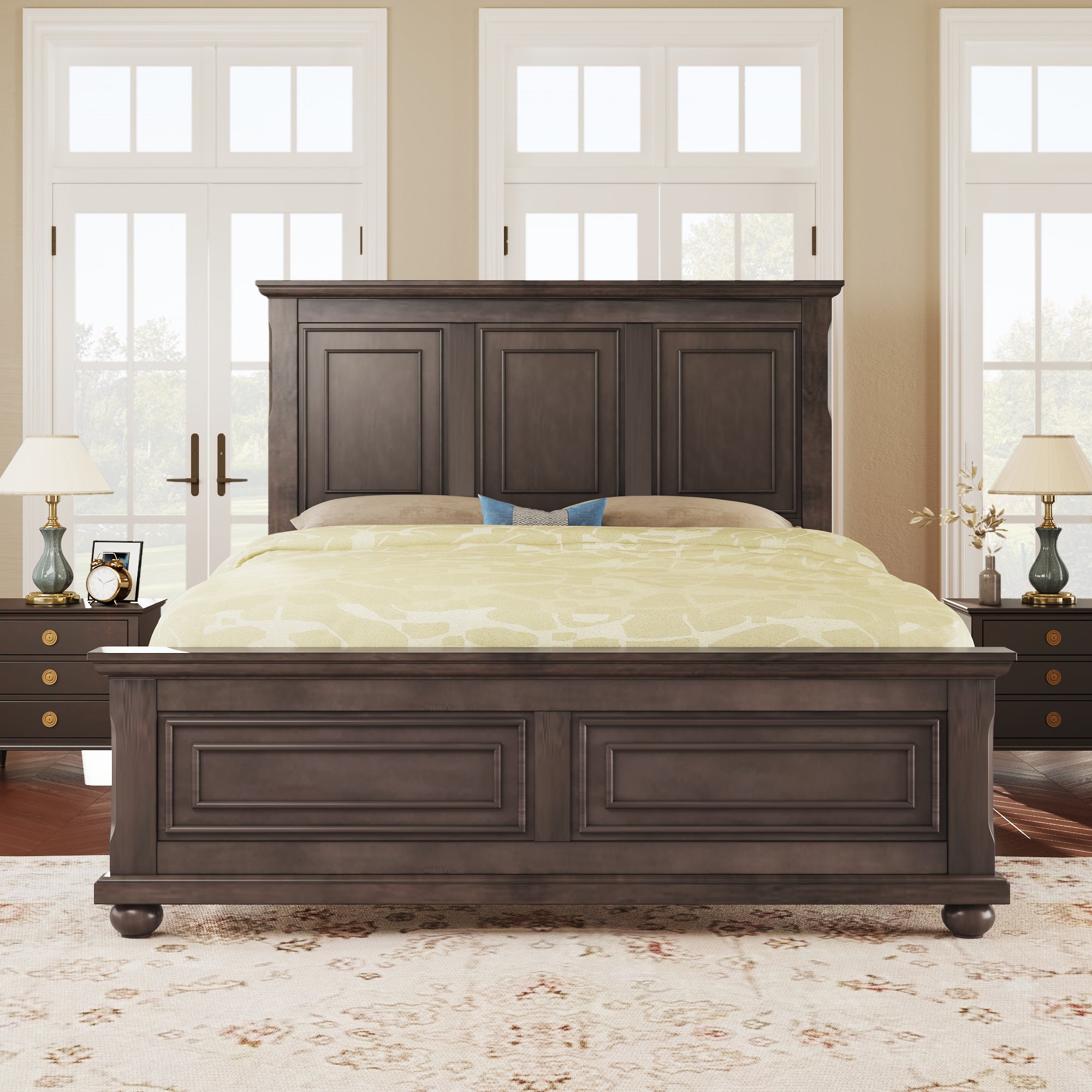Traditional Town and Country Style Pinewood Vintage Queen Bed, Rich Brown - Atlantic Fine Furniture Melbourne FL