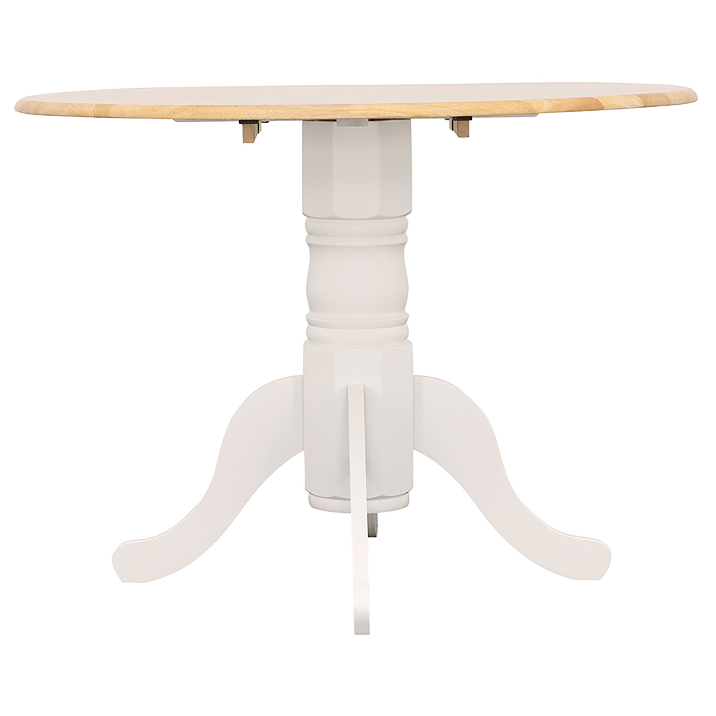 Allison Round 40-inch Drop Leaf Extension Dining Table White — view 4