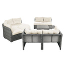 Patio Furniture Set Outdoor Daybed Rattan Sectional With Cushions And Center Table