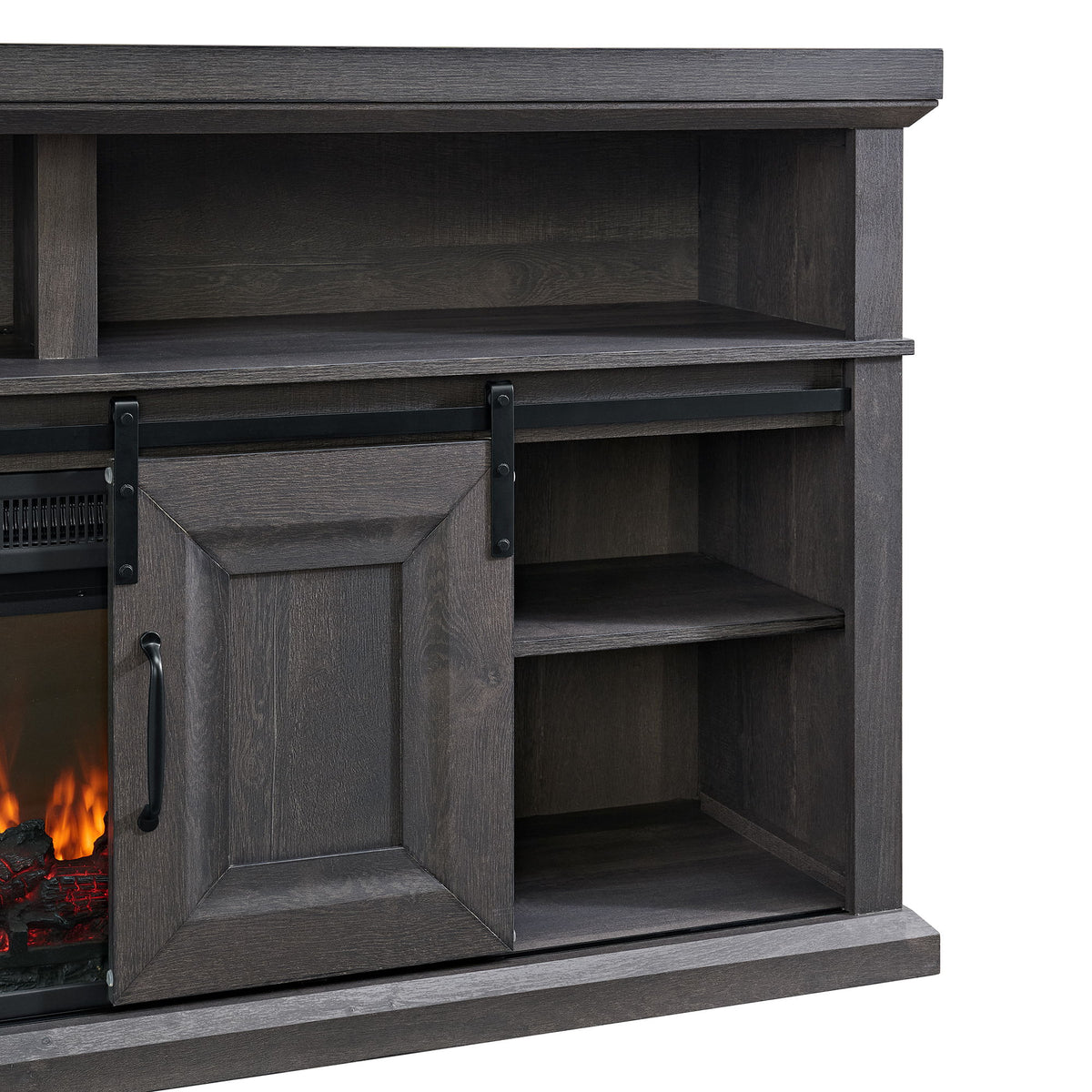 Macau Console With 23" Fireplace Insert in Gray by Elements International, view 6
