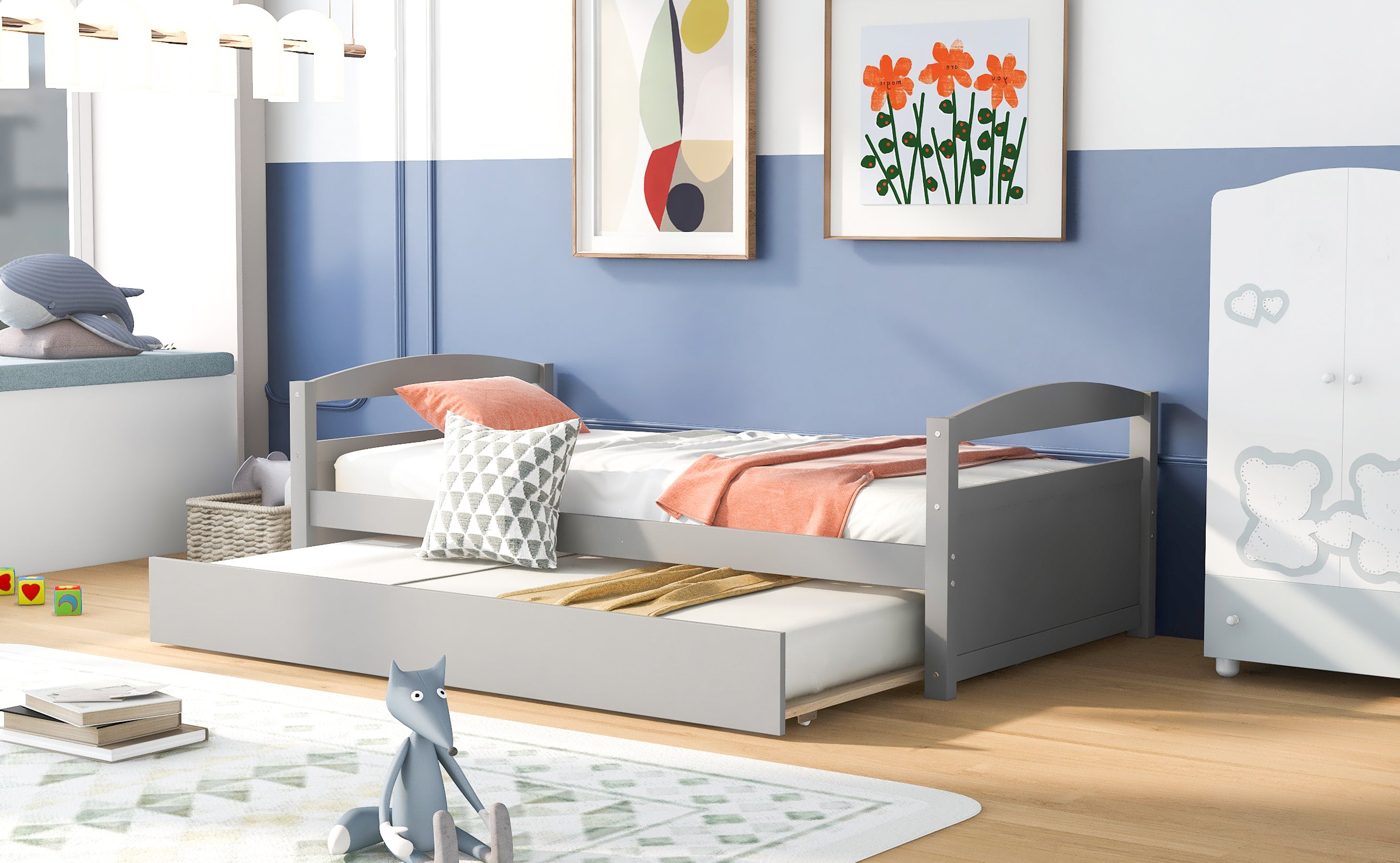 Twin Size Daybed with Trundle, Gray - Atlantic Fine Furniture Melbourne FL