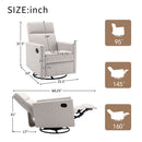 Modern Upholstered Rocker Nursery Chair Plush Seating Glider Swivel Recliner Chair