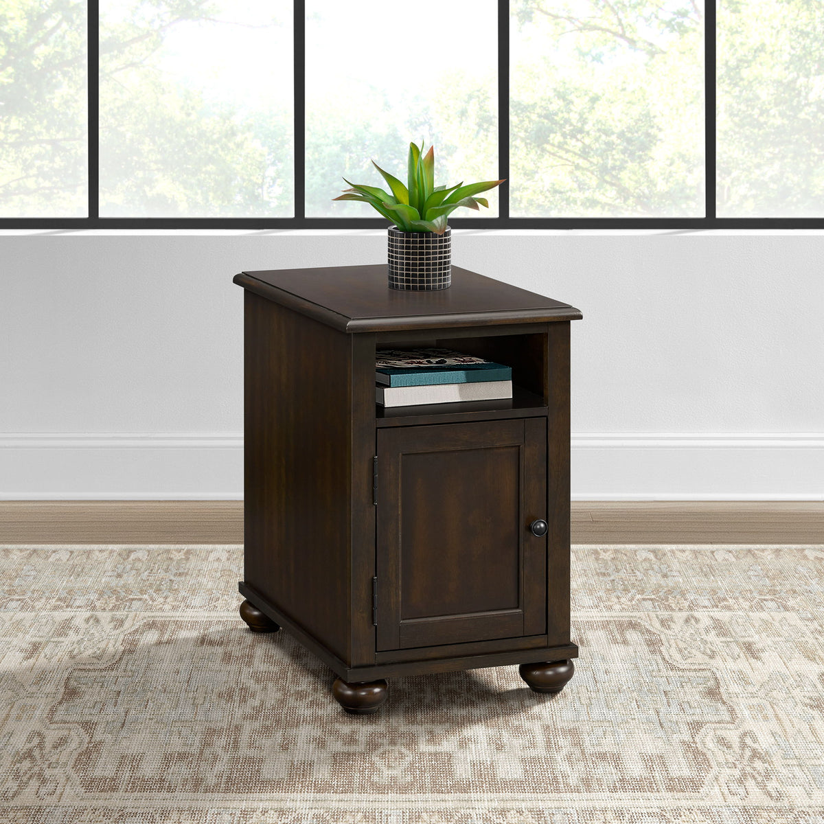 Wagner Chairside Table With USB in Cherry by Elements International, view 3