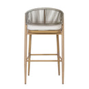 Outdoor Bar Height Metal Frame Counter Stools With Scallop Shaped Backrest & Water Resistant Cushions