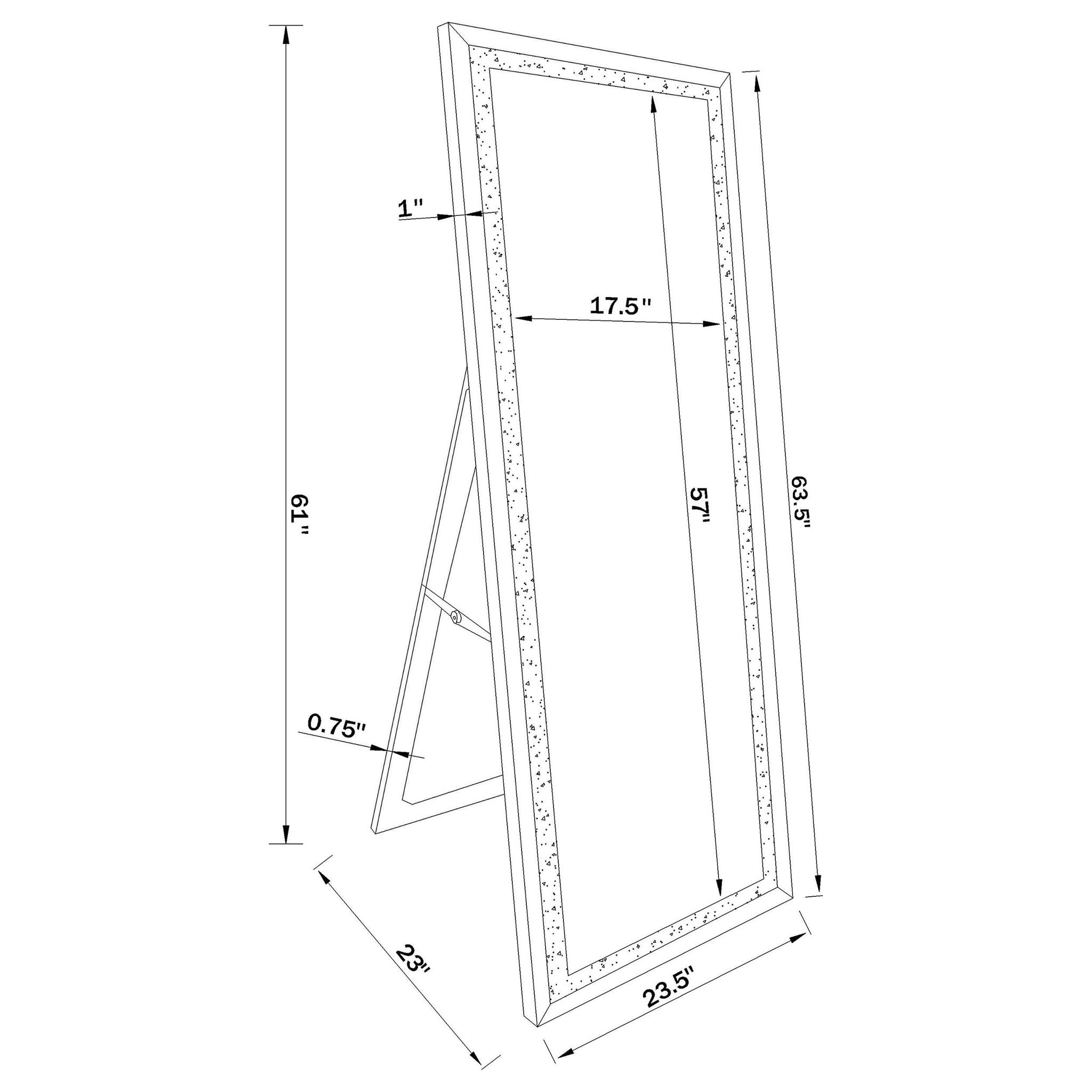Seraphina 24 x 64 Inch Acrylic Framed Standing Mirror Silver