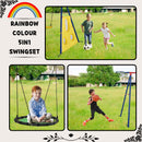 5 In 1 Swing Set With Textilene Swing And Tree Swing Disc Metal Plastic Safe Swing Seat For Outdoor Playground - Blue / Green
