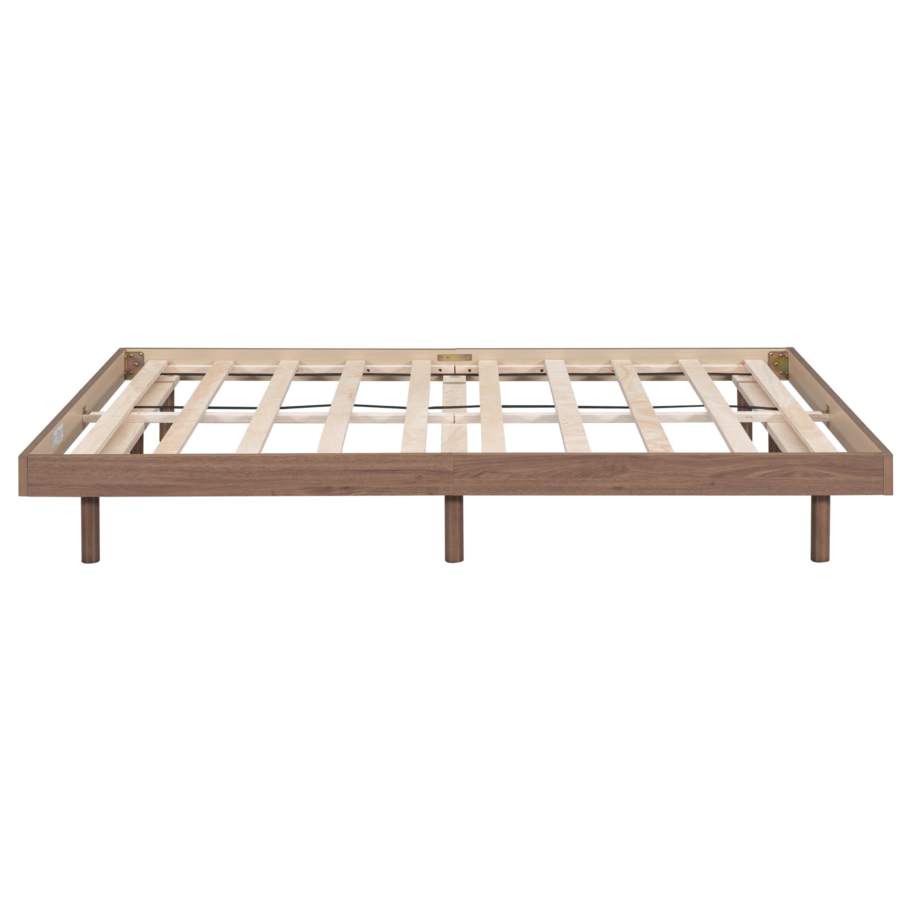 Modern Design Full Floating Platform Bed Frame for Walnut Color
