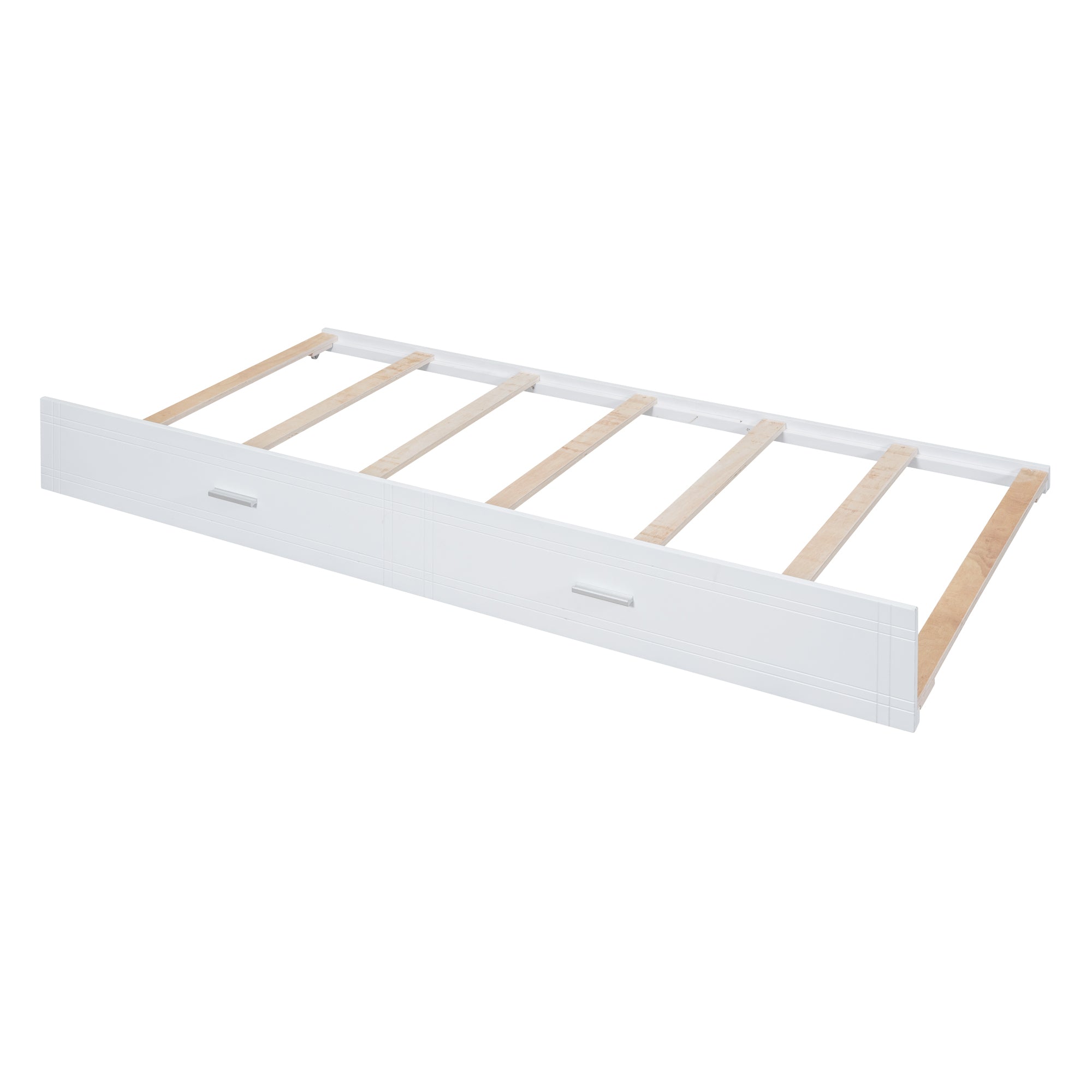Full Over Full Bunk Bed with Twin Size Trundle and Staircase, White - Atlantic Fine Furniture Melbourne FL