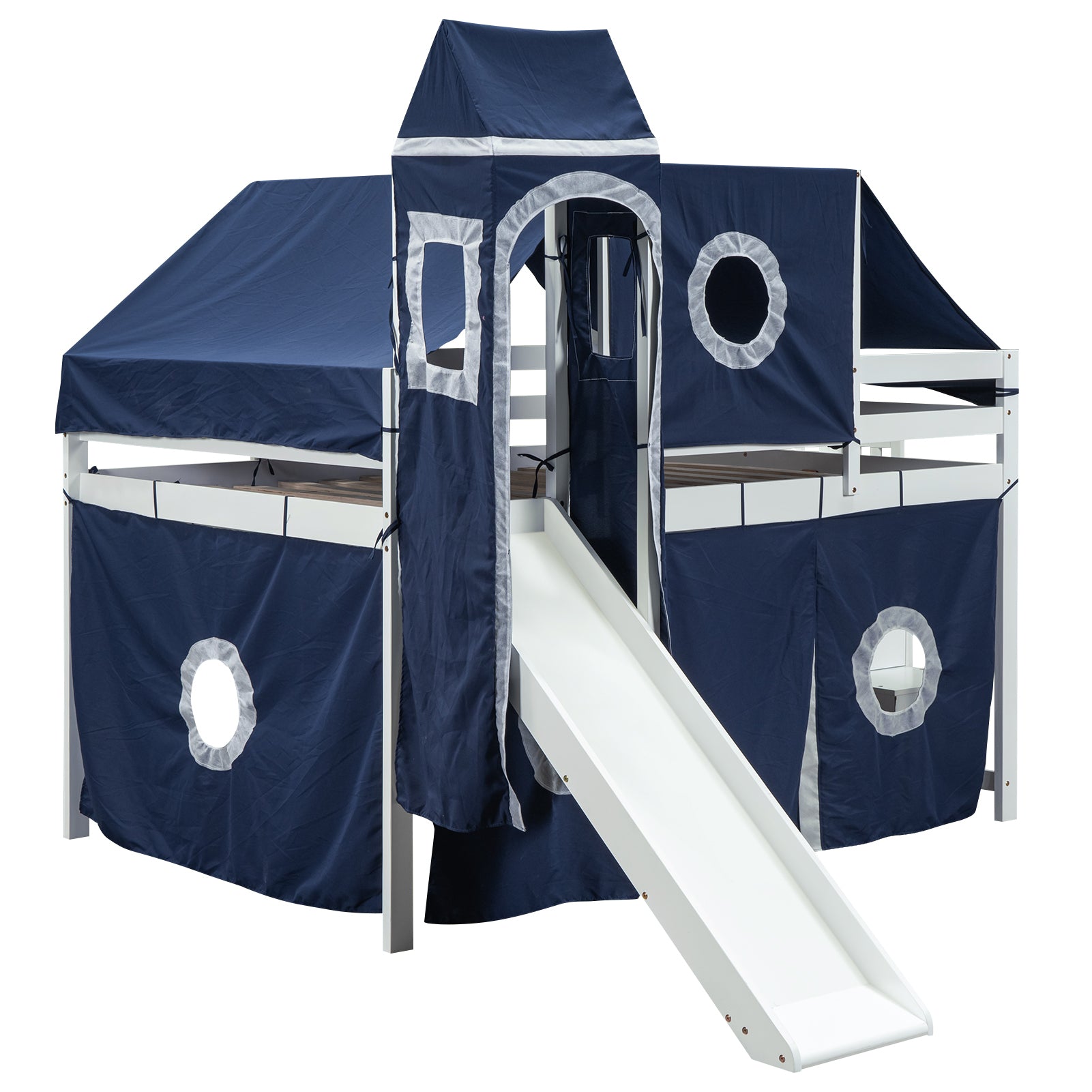 Full Size Loft Bed with Tent and Tower - Blue - Atlantic Fine Furniture Melbourne FL