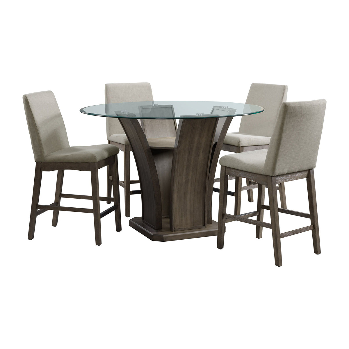 Dapper 5 Piece Round Counter Height Dining Set (Table And Four Chairs) in Walnut by Elements International