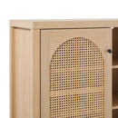 Transitional 2 Door Sideboard With Arched Rattan Panels