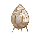 Basket Chair With Teardrop Shape And Water Resistant Cushion - Natural