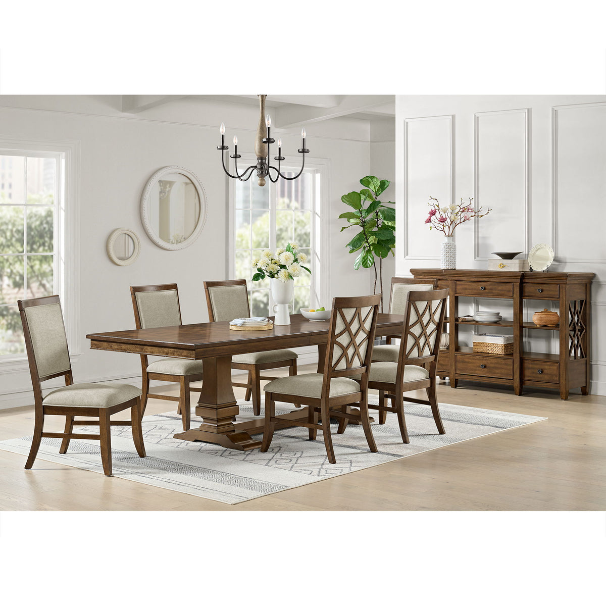 Phillipe Dining Side Chair With Fabric (Set of 2) in Cherry And Gray by Elements International, view 4