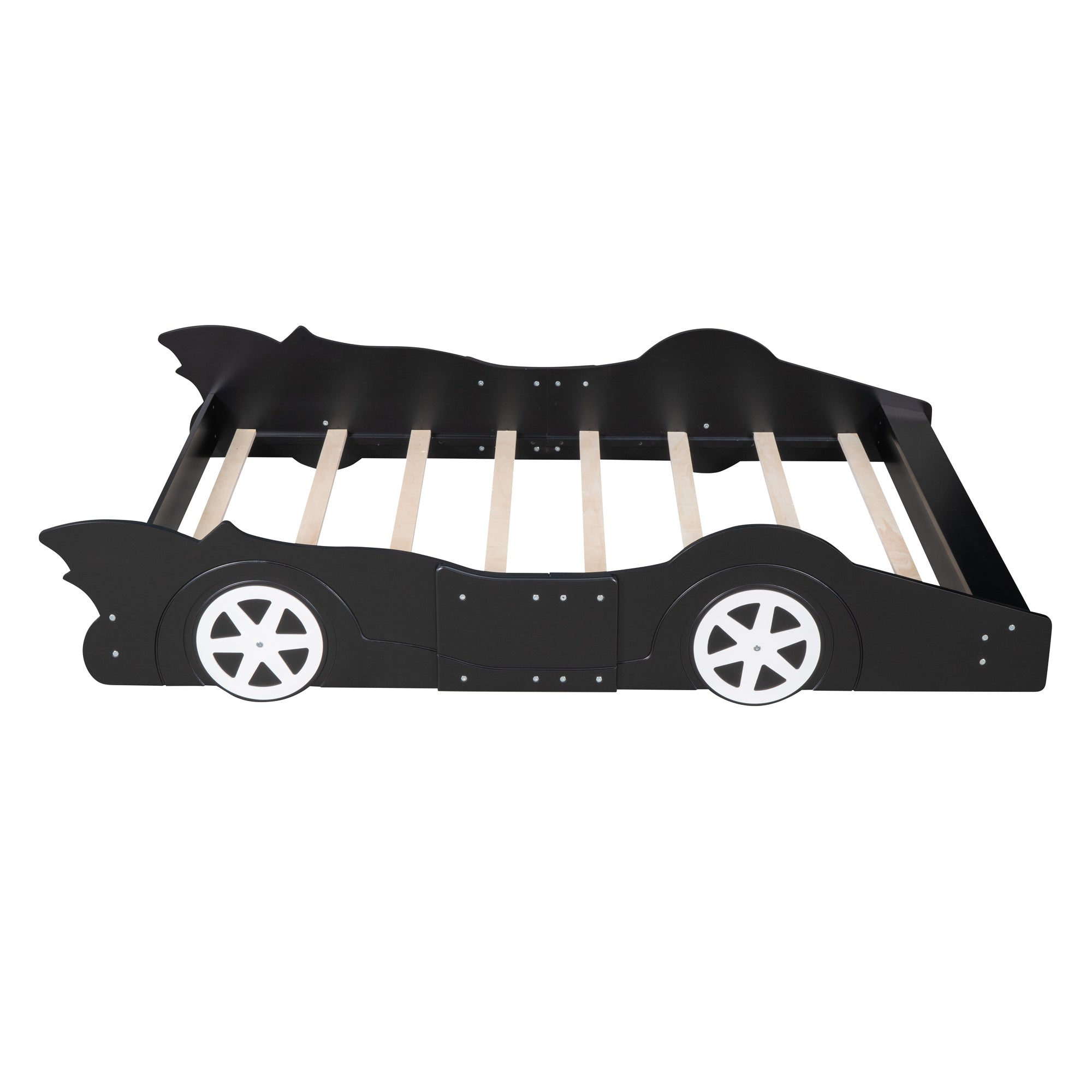 Full Size Race Car-Shaped Platform Bed with Wheels,Black - Atlantic Fine Furniture Melbourne FL