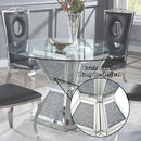 Noralie - 31" Dining Table - Clear Glass, Mirrored & Faux Diamonds