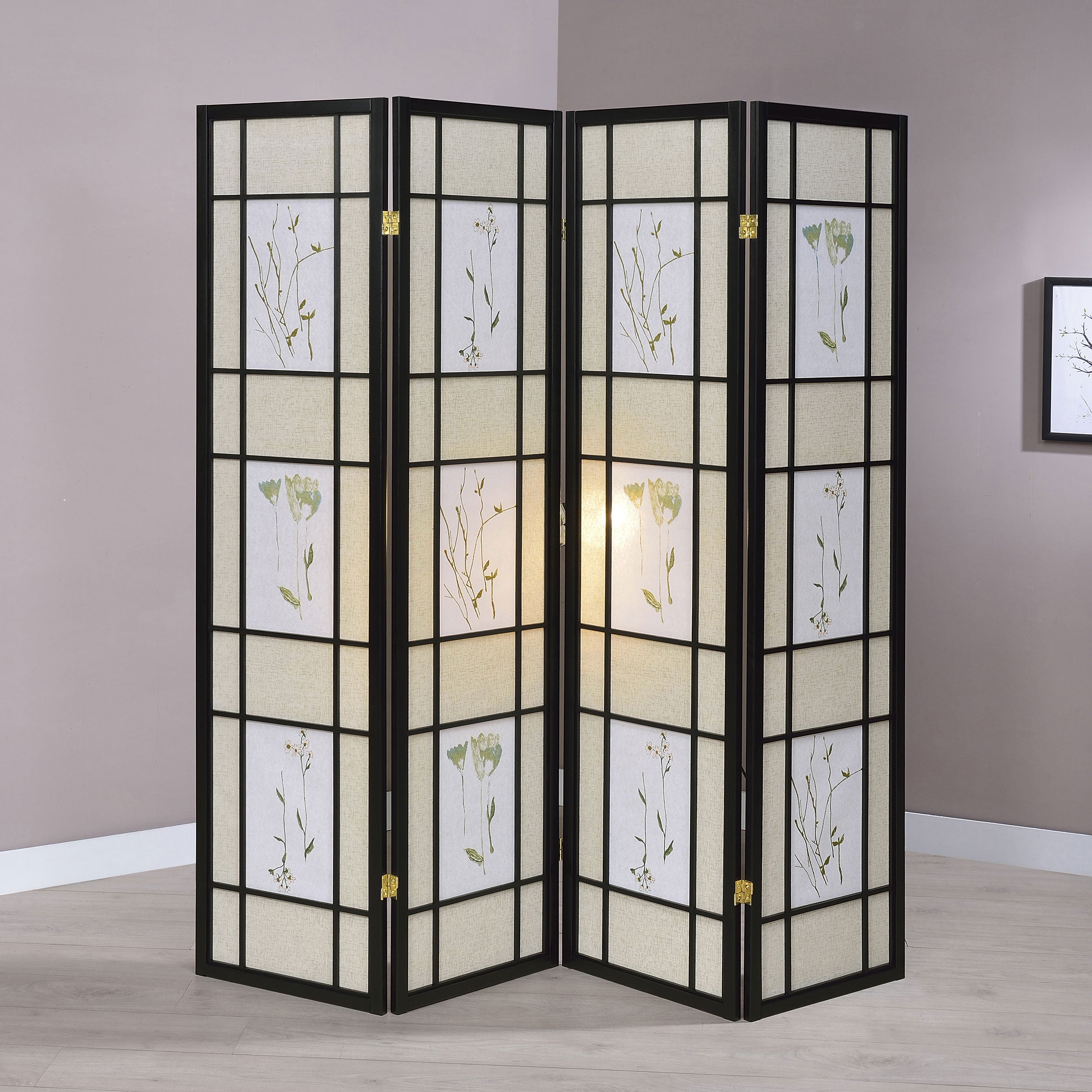 Catabella 4-Panel Room Divider Folding Shoji Screen Floral — view 2