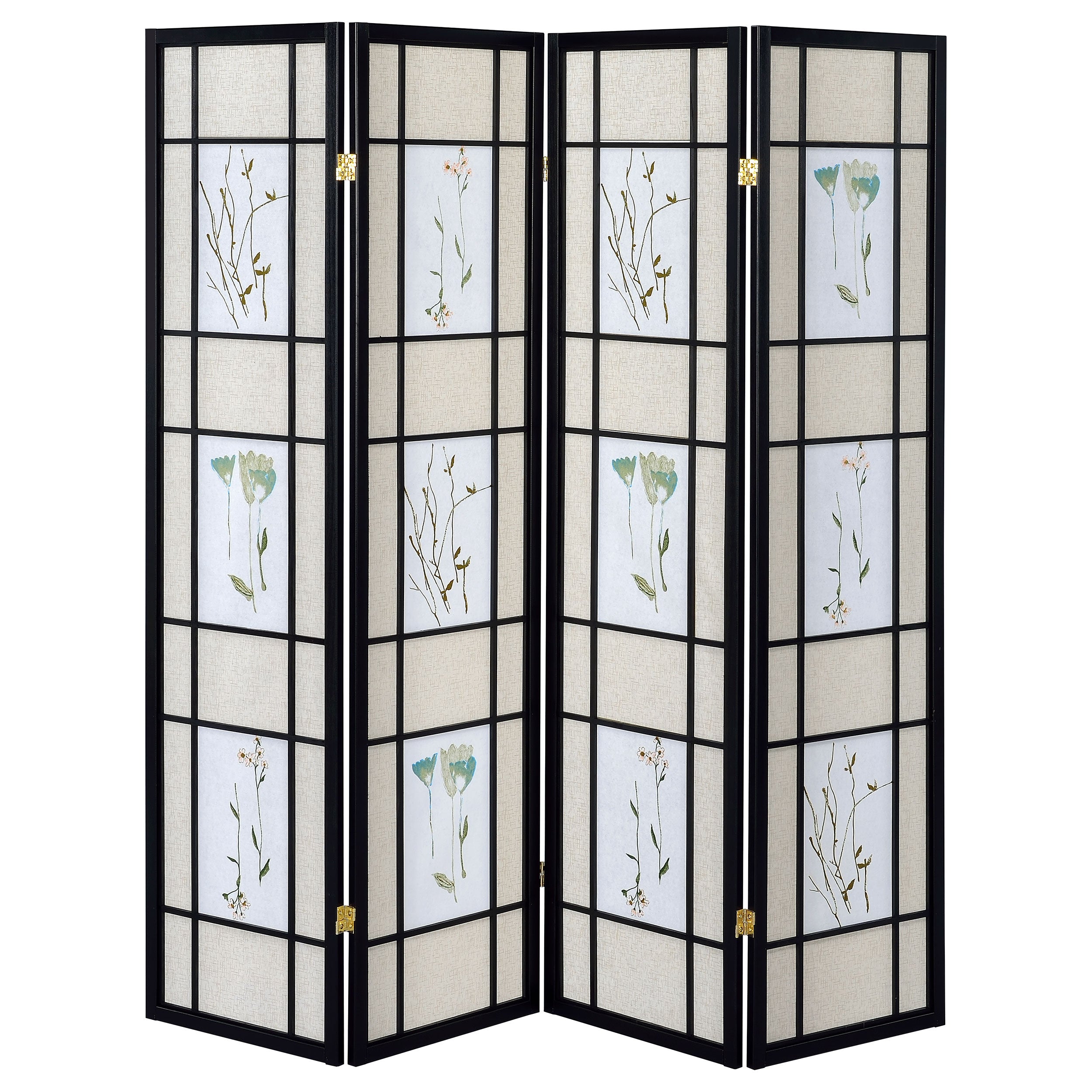 Catabella 4-Panel Room Divider Folding Shoji Screen Floral — view 3