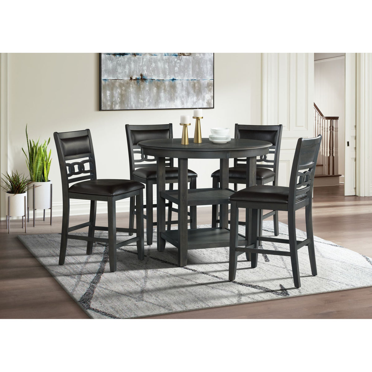Amherst Counter Table With Wood Leg in Gray Finish by Elements International, view 6