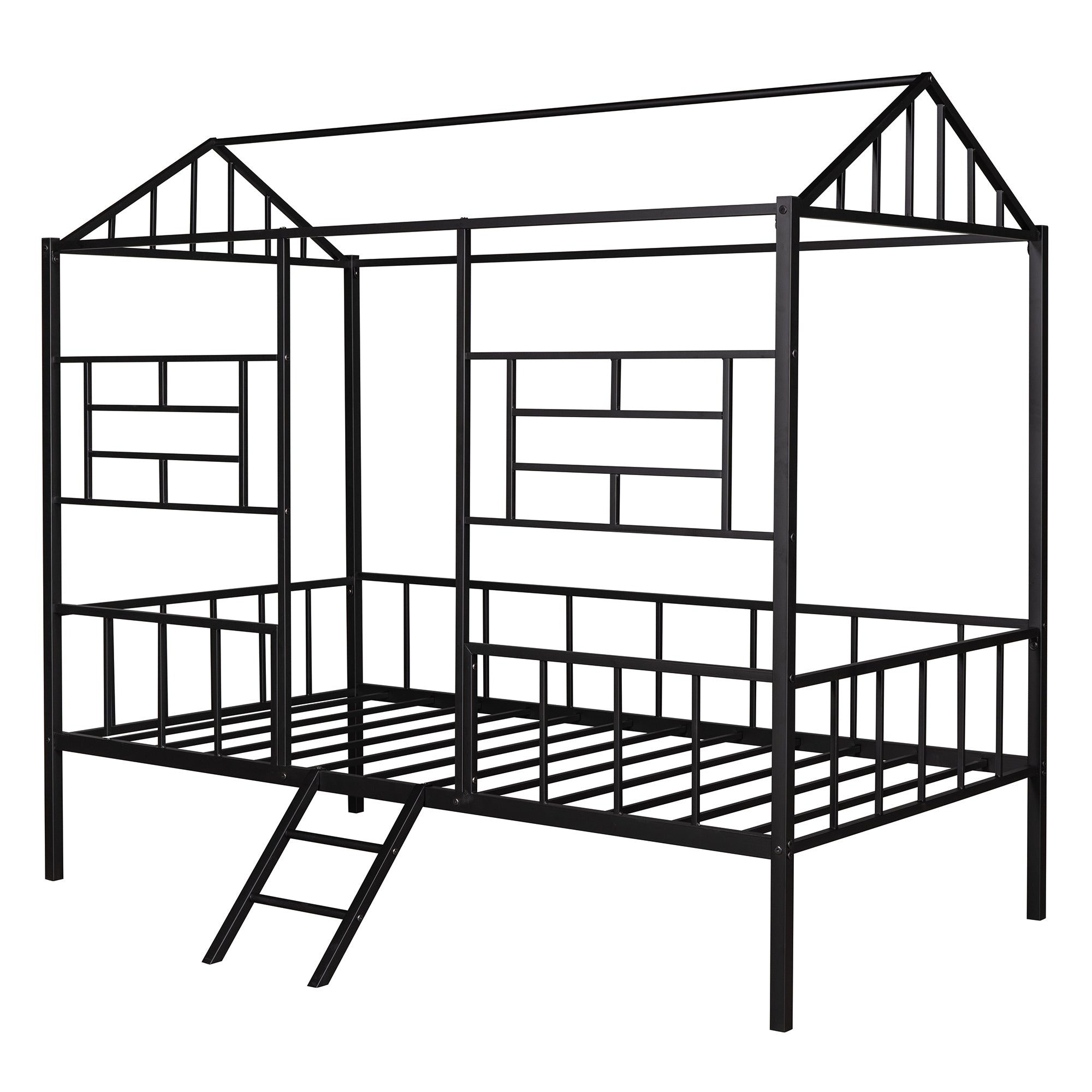 Metal House Bed Frame Twin Size with Slatted Support No Box Spring Needed Black - Atlantic Fine Furniture Melbourne FL