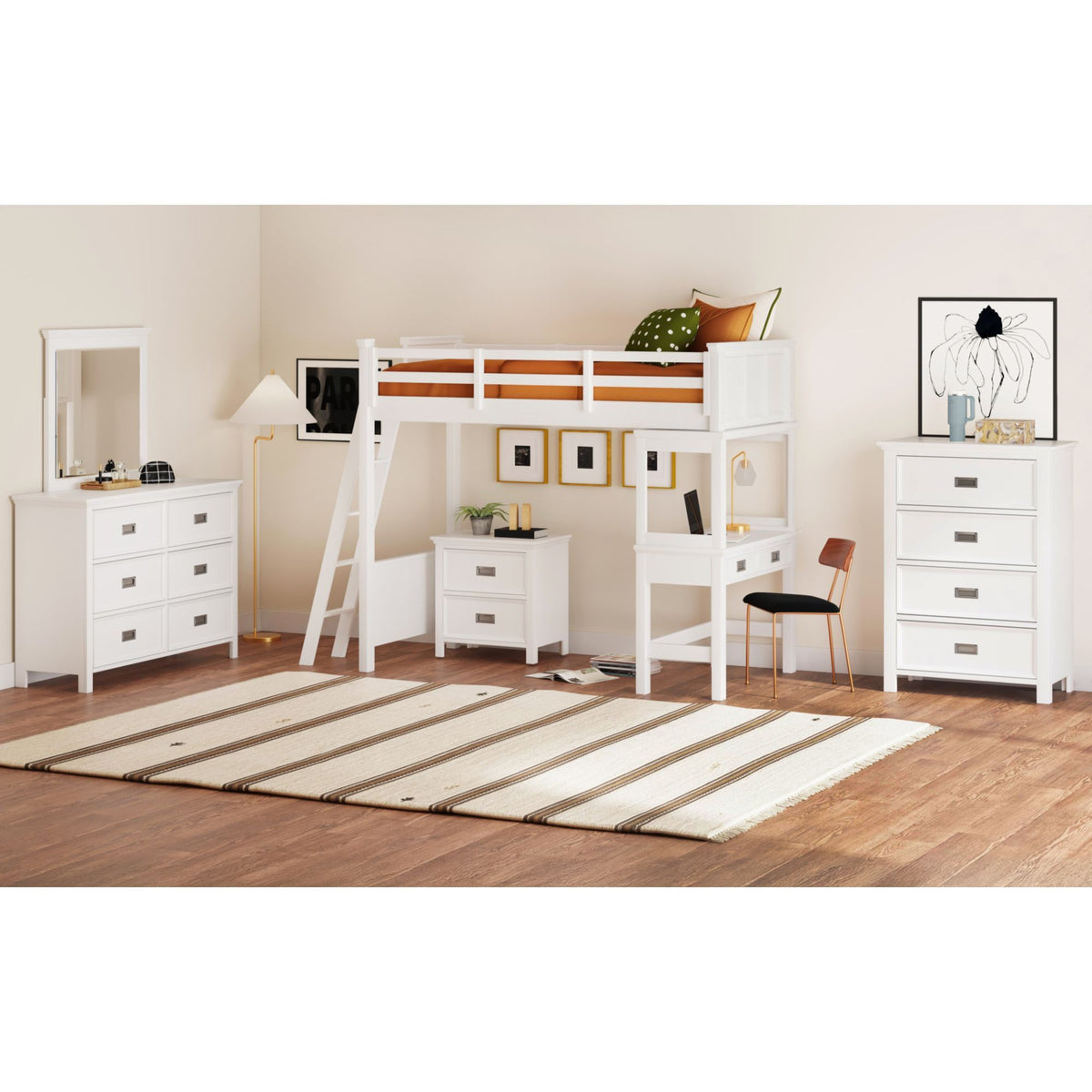 Hampton Kids Loft With Ladder And Desk With Speaker Bedroom Set in Black by Elements International, view 17