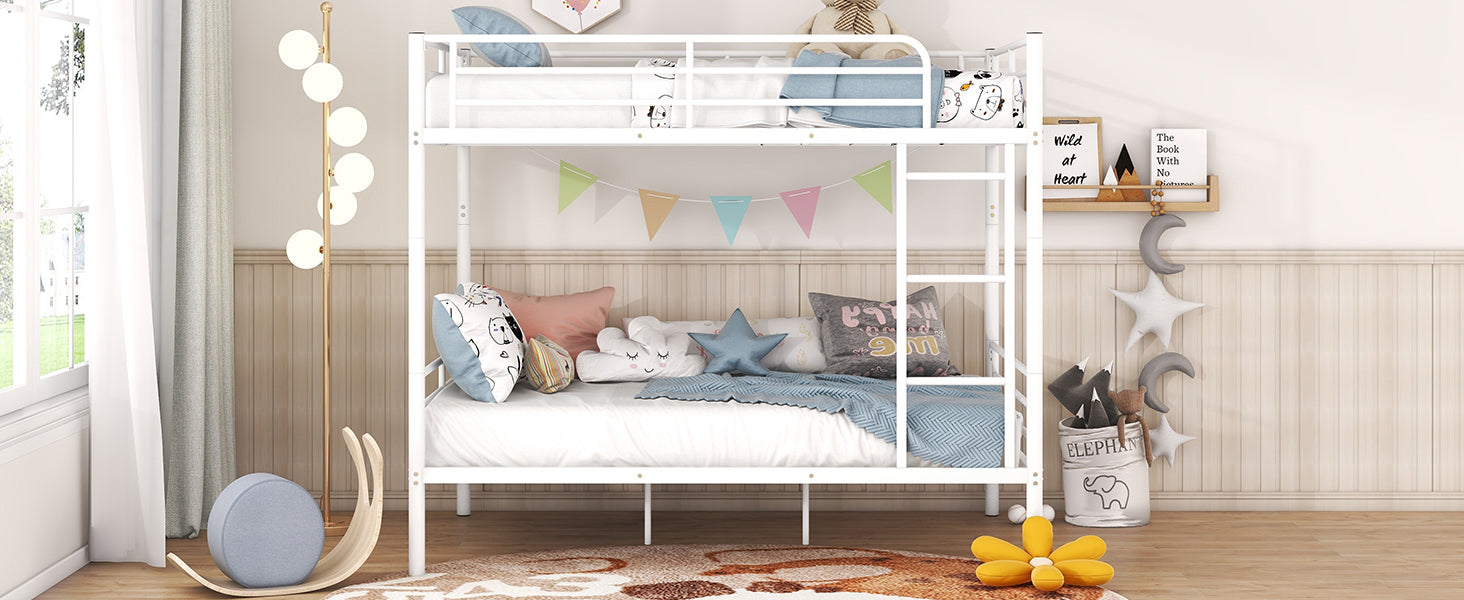 Full Over Full Metal Bunk Bed, White - Atlantic Fine Furniture Melbourne FL