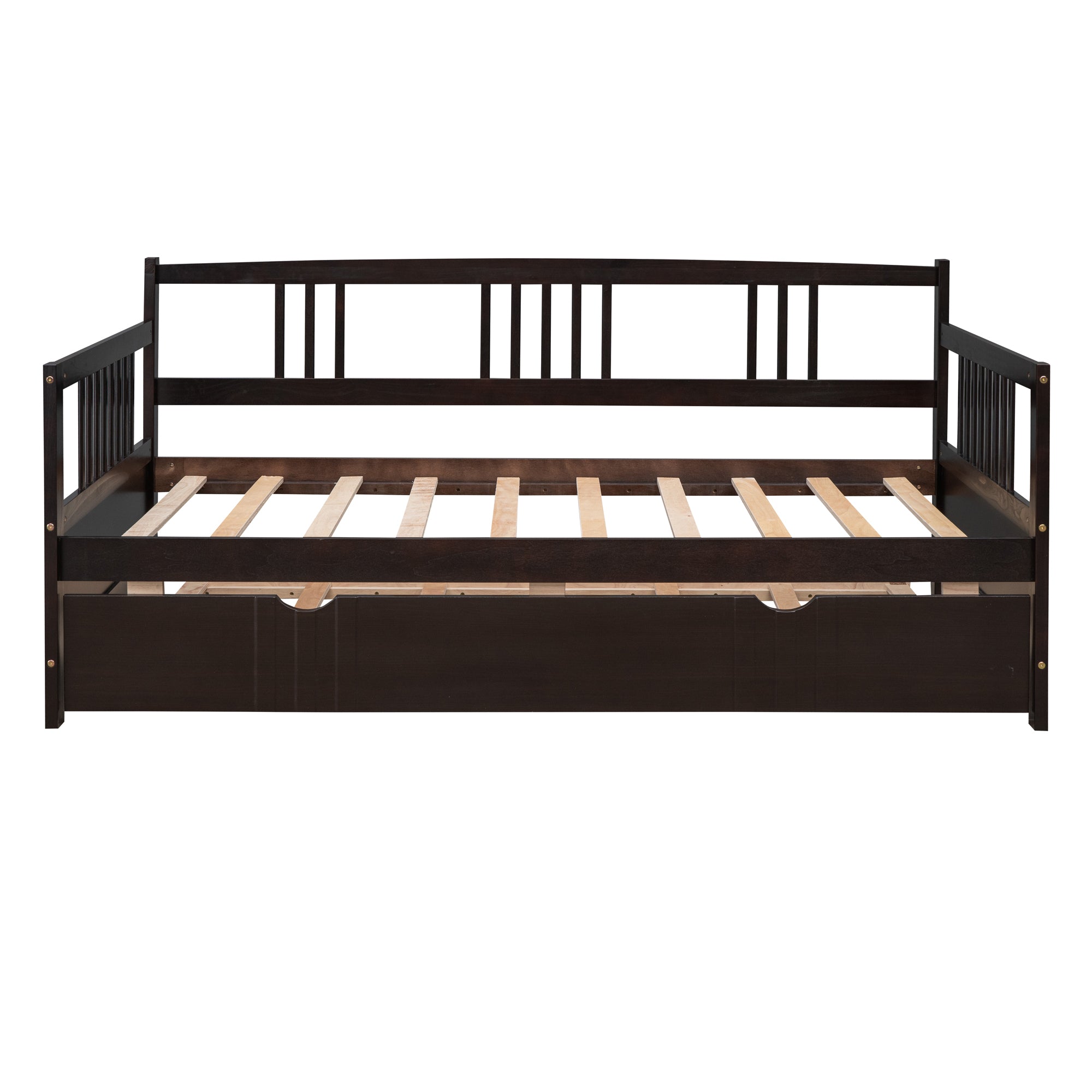 Twin Size Daybed Wood Bed with Twin Size Trundle,Espresso