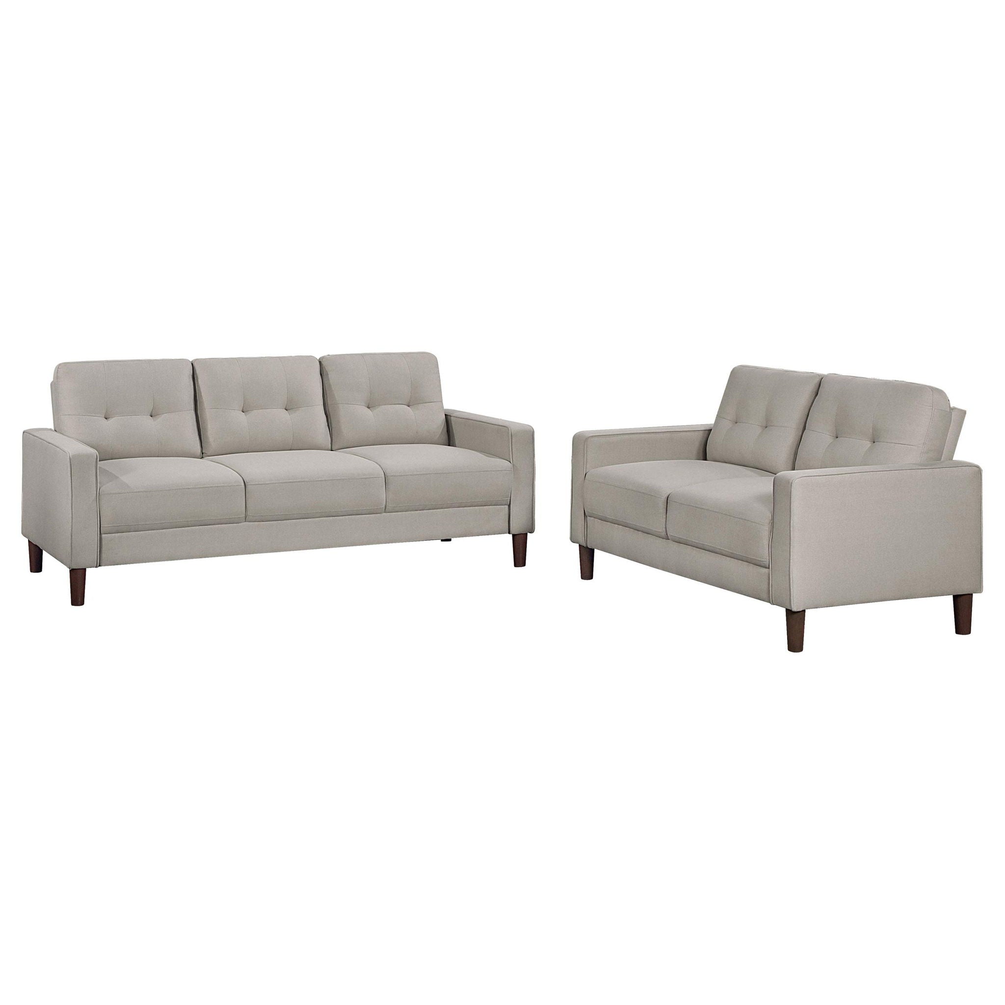 Bowen 2-piece Upholstered Track Arm Tufted Sofa Set Beige