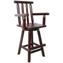 Rustic Bar Stool, Fir Wood Construction, Wide Armrest