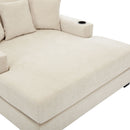 Oversized Chaise Lounger Modern Style Sofa Couch, With Pillows, Charge Station & Cup Holders
