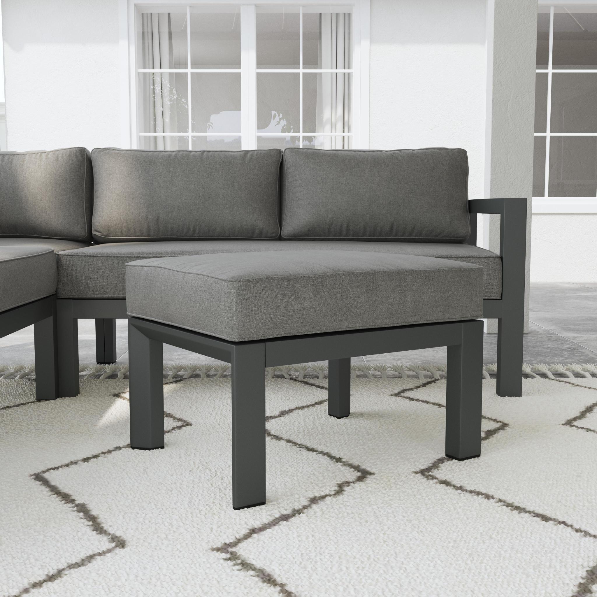 Grayton - 5 Seat Sectional, Ottoman - Dark Gray
