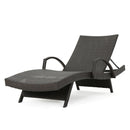 Salem - Contemporary Wicker Chaise Lounge With Arm, Weather Resistant