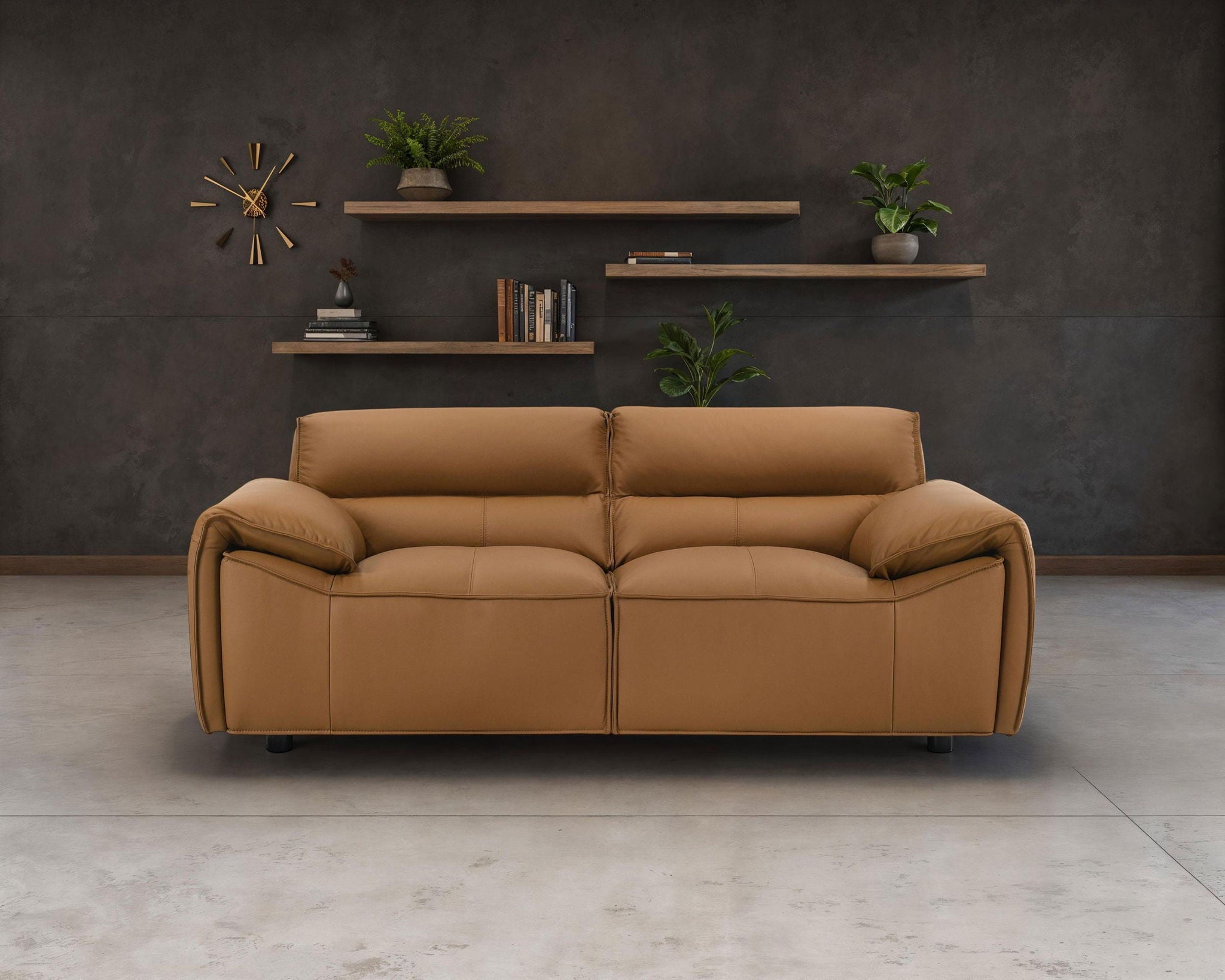 Buxton Top Grain Leather Upholstered Loveseat Orange