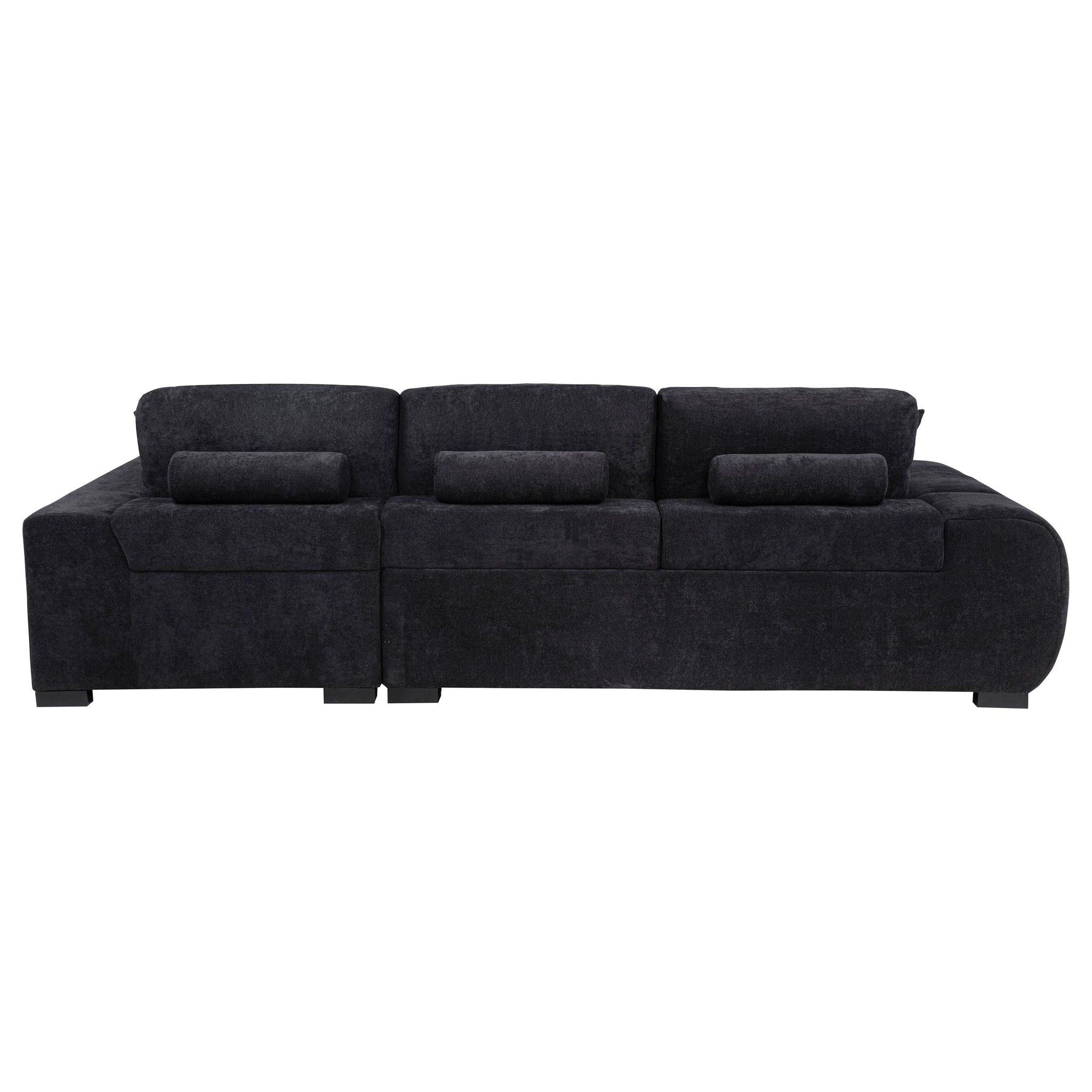 Octavia Upholstered Sectional Chaise Sofa Black