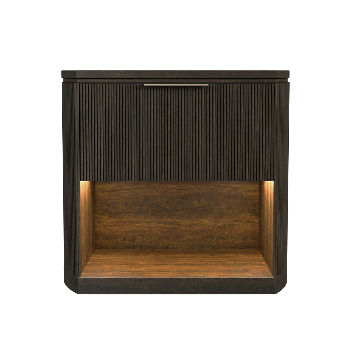 Sylvie 1-Drawer Nightstand With Touch Light in Dark Brown by Elements International, view 6