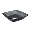 Square Vessel Sink For Bathroom, Above Counter Design With Pop Up Drain, Smooth Rounded Edges - Grey